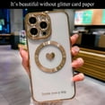 thumbnail image 3 of for iPhone 13 Pro Max Case Magnetic Glitter [ Compatible with MagSafe ], Bling Love Heart Clear Phone Case, Camera Protection Sparkly Plating Slim Soft Back Cover for Women Girls - Gold, 3 of 10