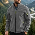thumbnail image 5 of LYSMORA Men's Full Zip Fleece Jacket Stand Collar Outdoor Outerwear Multi Zip Pocket Hiking Travel Coat, 5 of 8