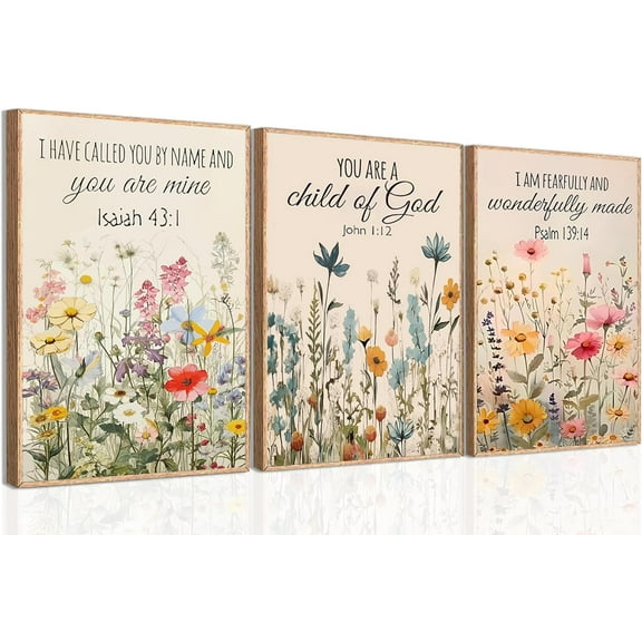 Coquette Pink Bow Wall Art Decor Canvas Posters Framed, Inspirational Bible Verses Bow Wall Decor,Room Bedroom Bathroom Decor Aesthetic for Teen Girls Gifts, 12x16 Inch Set of 3 Bow Pictures