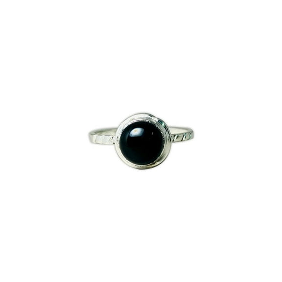 Heaven Crafts Black Onyx Ring 925 Sterling Slver Handmade Boho Minimalist Jewelry