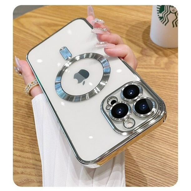 Luxury Transparent Magnetic For Magsafe Wireless Charging Case For iPhone 14 Plus 13 12 11 Pro Max Clear Plating Silicone CoverFor iPhone XR Gong Bohan LED