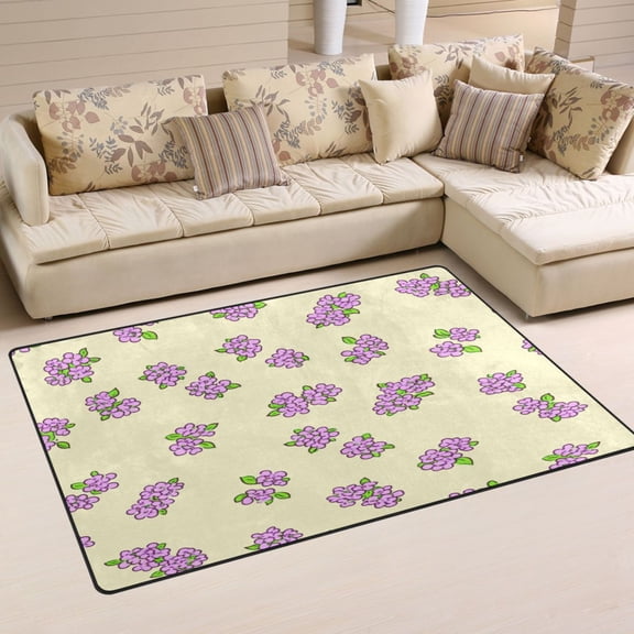 Lilac Blooms Soft Polyester Area Rug 31''x20'', Non Slip, Memory Foam, Water Absorbent