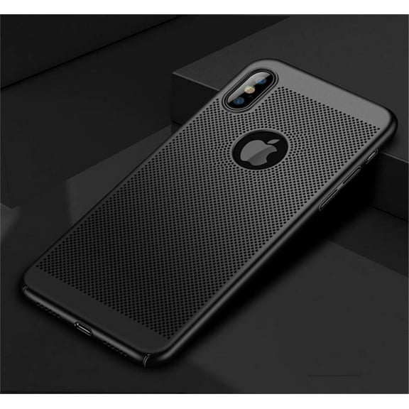 Heat Dissipation iPhone XS Case (Black) Breathable Cooling Hollow Cellular Hole Full Camera Lens Protection Ultra Slim Cover