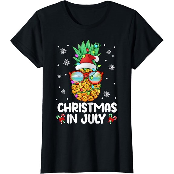 Christmas In July Funny Pineapple Xmas Tree Summer Vacation T-Shirt