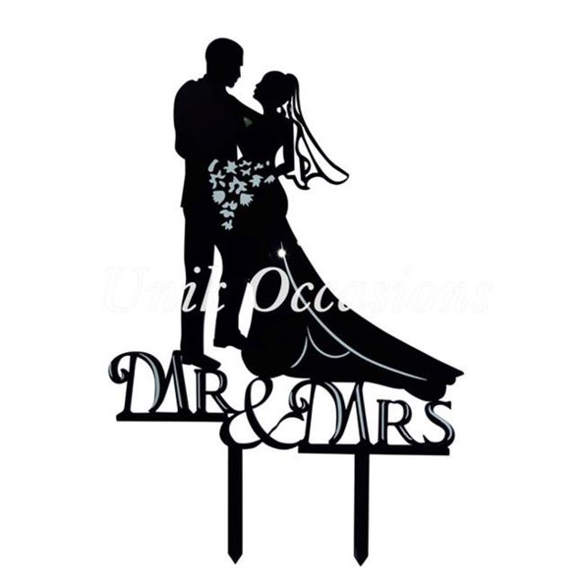 Unik Occasions Romantic Mr & Mrs Bride & Groom Silhouette Acrylic Cake Topper