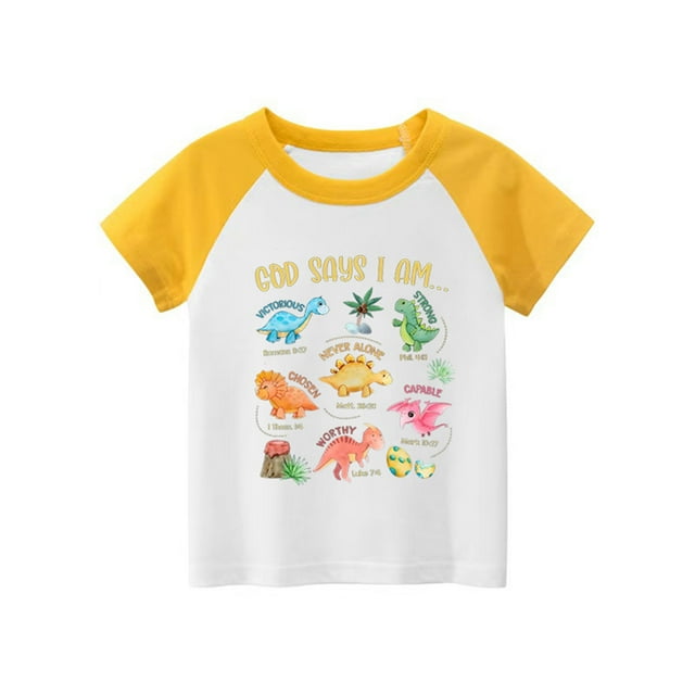 Blouses Garçons Actives Séchage Rapide Haut Mode Enfants Imprimé Dessin Animé Manches Courtes Col Rond Contraste Couleur Coupe Ample T-Shirts Enfants Vêtements Été Hauts T-Shirt 4-5 T