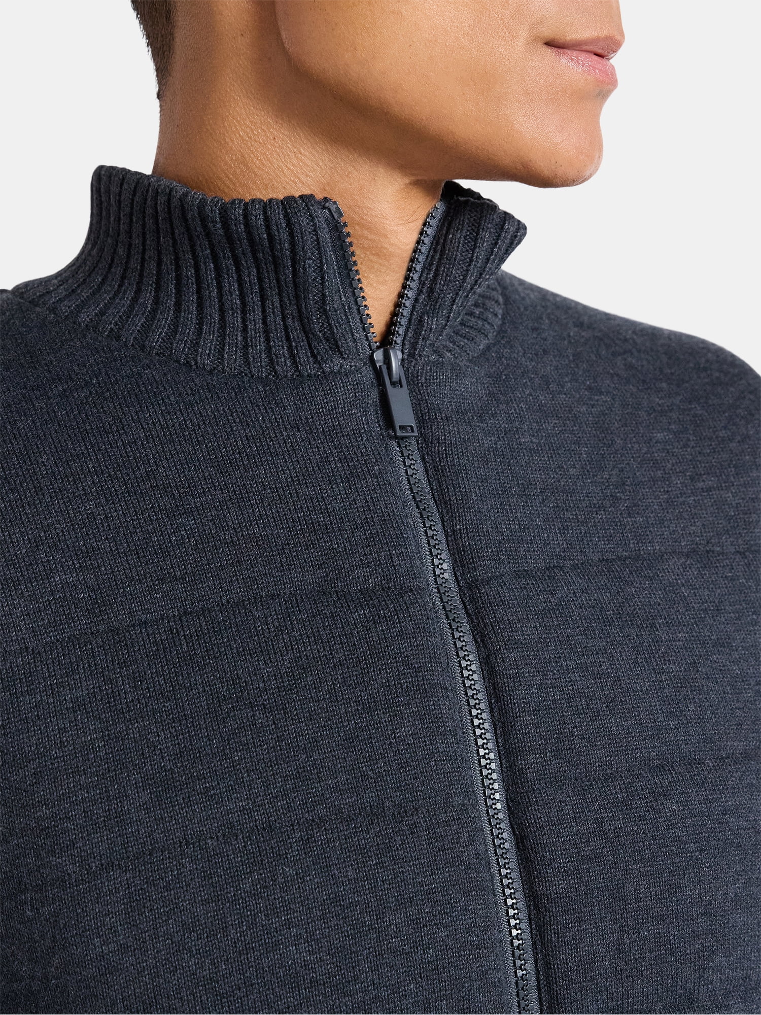 Free Assembly Men's Zip Front Quilted Sweater Vest , Sizes XS-3XL