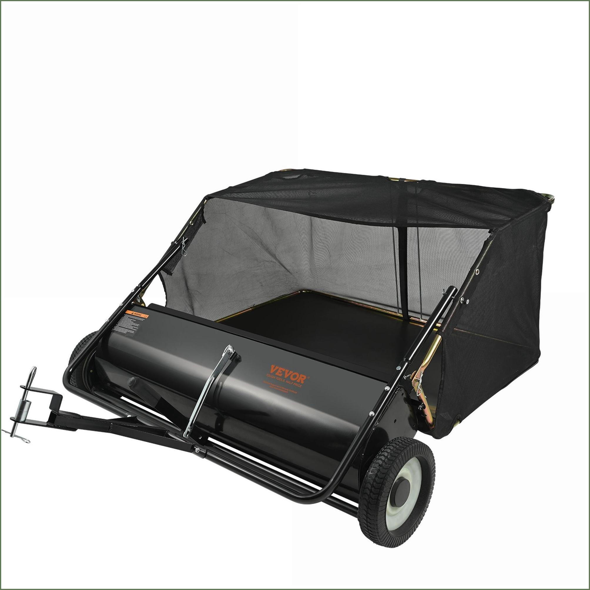 Lawn Gardening Tool | 50" Tow Behind Lawn Sweeper | 26 Cu Ft | Adjustable | For Yards Gardens | herramienta, barredora, recogedor | Black