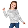thumbnail image 5 of ZOYOEN Girl Sequins Shirts- Crewneck Long Sleeve Cute Soft Lined Party Tops Silver Size 5-14, 5 of 7