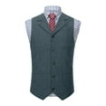 thumbnail image 2 of VBTAPA Men's Formal Vest Business Casual Slim Fit Notch Lapel Suit Vests Vintage Sleeveless Single Breasted Waistcoat with Pockets Dark Gray XS, 2 of 6