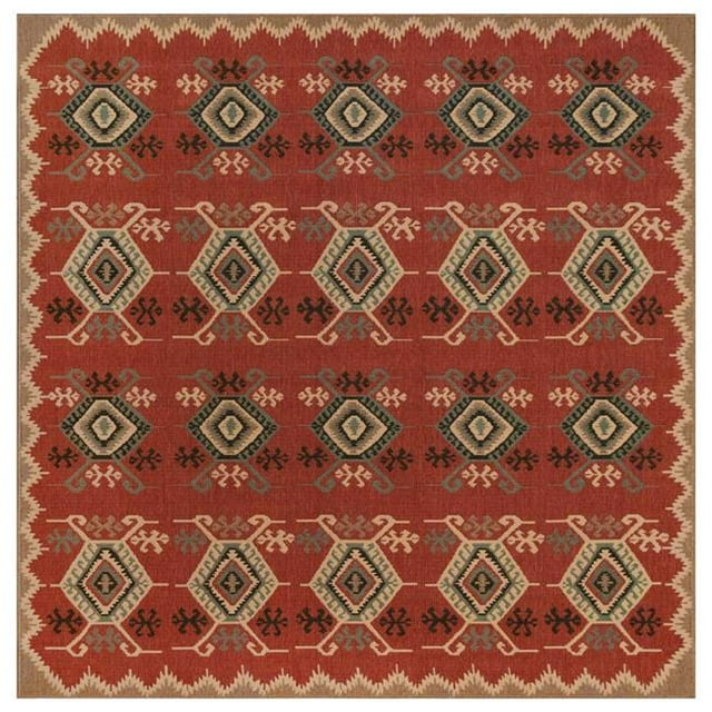 Trans-Ocean Imports RVIS8764524 7 ft. 10 in. Liora Manne Square Riviera Kilim Indoor & Outdoor Rug - Red