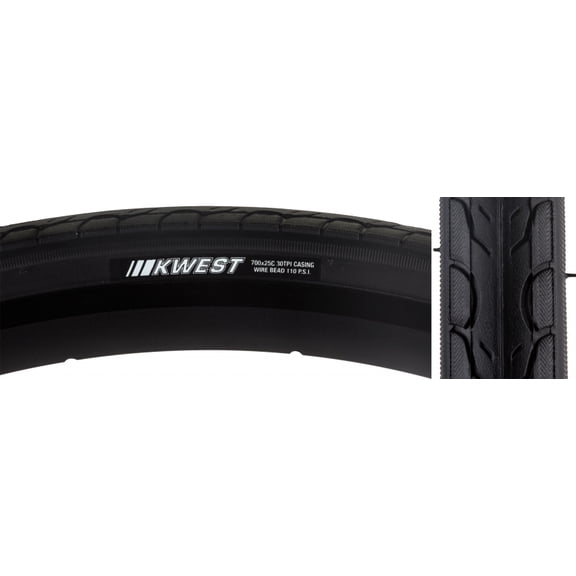 Kenda Kenda Kwest, Tire, 700x25C, Wire, Clincher, 30TPI, Black
