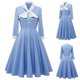 thumbnail image 5 of Moda mujer elegante Sexy Casual Retro solapa Bowknot tapeta cintura Color sólido vestido de longitud media Pompotops  hdfakjf1827, 5 of 8