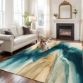 thumbnail image 2 of 5'x8' Area Rugs, Teal Brown Indoor Outdoor Area Rug for Living Room Bedroom, Modern Abstract Art Contemporary Washable Bathroom Rugs Kitchen Floor Carpet Mats Home Decor Aesthetic, 2 of 8
