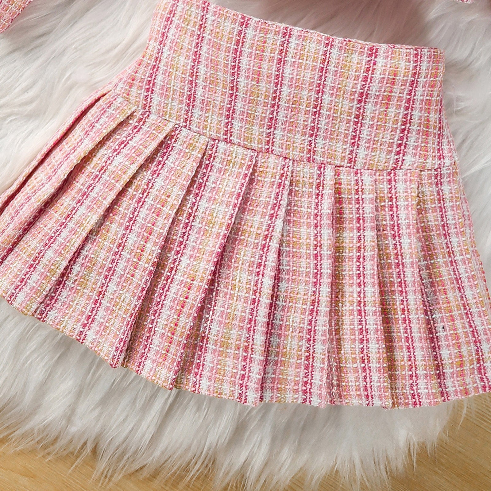 XXWXYD Toddler Baby Girl Fall Winter Clothes Set, Plaid Cardigan Jacket and Pleated Skirt with Hat, Formal Outfits Par𝗍y Dress