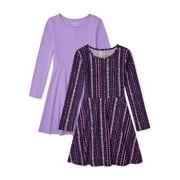 The Children's Place Girls Printed and Solid Long Sleeve Knit Dresses, 2-Pack, Sizes 4-16
