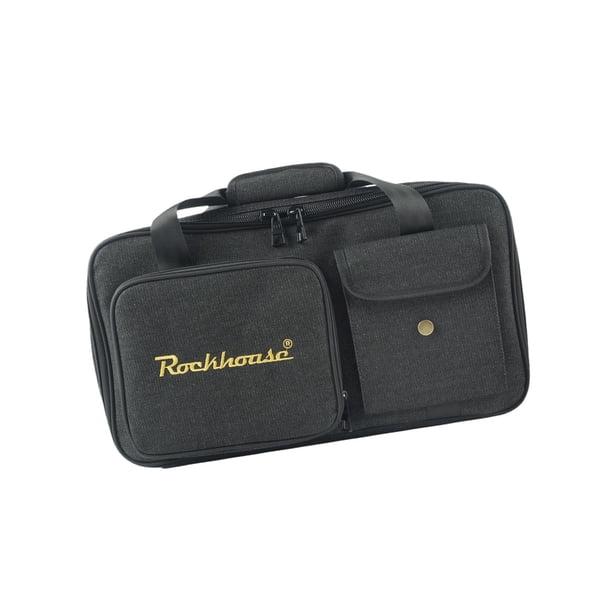 Organizador de pedales de guitarra con forro de terciopelo y cremallera impermeable. Negro