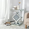 thumbnail image 3 of Rectangular Mirrored Glass End Table Modern Silver Accent Table, 3 of 8