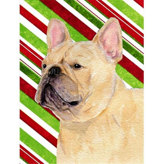11 x 15 In. French Bulldog Candy Cane Holiday Christmas Flag, Garden Size