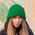 thumbnail image 5 of XIAOCHA Rib‑Knit Earflap Beanie for Women Solid Outdoor Fall‑Winter Headwrap,Green, 5 of 8