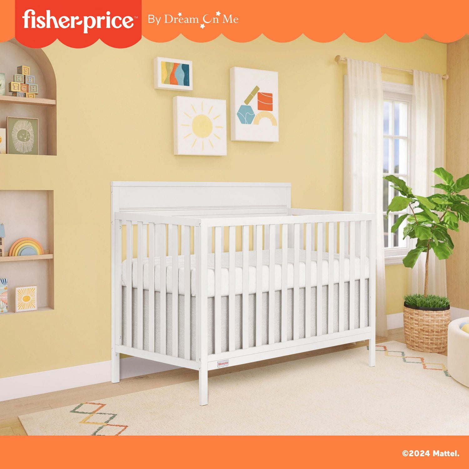 Fisher-Price Miles 5-in-1 Convertible Crib by Dream On Me, 3 height setting