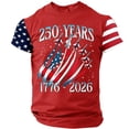 thumbnail image 5 of Men's 250 Years 1776-2026 Shirt with Jet Smoke American Flag Graphic and Star Stripe Sleeves Featuring Classic Round Neck Red M, 5 of 5