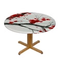 thumbnail image 3 of JEUXUS Tablecloth Round Japanese Red Cherry Table Cloth Ink Painting Flower Blossom Cherry Table Cover for Dining Room Kitchen Decoration Round Tablecloths White, 3 of 7