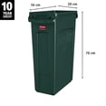 thumbnail image 2 of Contenedor de reciclaje Rubbermaid Commercial Slim Jim con canales de ventilación de plástico verde 23 galones, 2 of 2