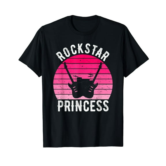 Rock Star Princess Rocker Vintage Retro Rock And Roll Black T-Shirt