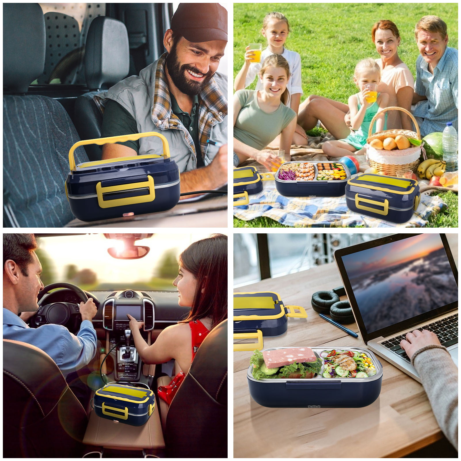 Bidobibo Electric Lunch Box Food Warmer - 3 in 1 Heated Lunch Boxes for  Adults for Car, Truck, Home and Work 12V 24V & 110V - Loncheras Electricas  para Calentar Almuerzo 