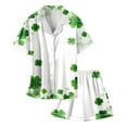 thumbnail image 4 of Pajama Set for Girls 2PC St. Patrick's Day Lapel Button up Kids Loungewear Boys Sleepwear 2 Piece Outfits Z01-White 2-3 Years, 4 of 4