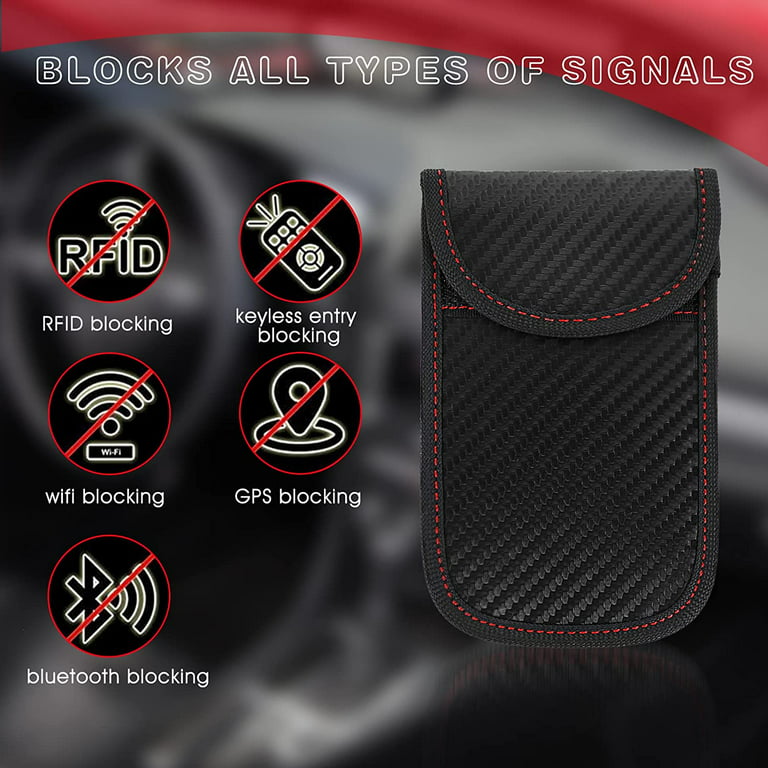 Faraday Bag for Key Fob,Faraday Cage Protector - Car RFID Signal Blocking,  Anti-Theft Pouch, Anti-Hacking Case Blocker, Signal Blocking Key Fob  case(Carbon Fiber Texture) 