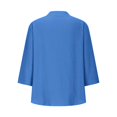 thumbnail image 6 of JFGHDG 3/4 length sleeve womens tops button down shirts for women Roll Up Short Sleeve Tops Summer Tops for Women 2025 elbow length tee shirts for women V Neck Down Short Sleeve Top T Shirt Blue L, 6 of 6