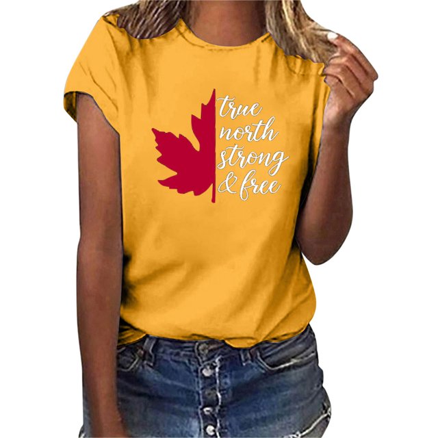 Gibobby Playera de Verano para Mujer Mujeres Casual Impresión Manga Corta Cuello Redondo Camiseta Suelta Blusa Tops(Amarillo,G)