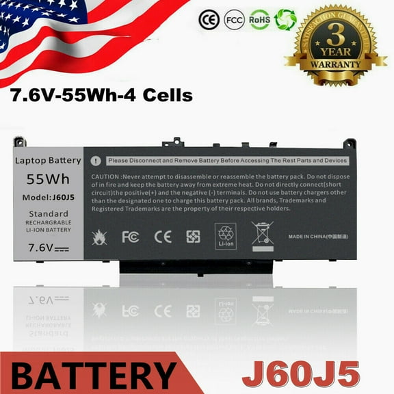 55Wh J60J5 Battery For Dell Latitude E7270 E7470 Series R1V85 451-BBSX/-BBSU
