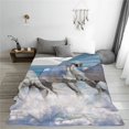 thumbnail image 5 of Honeii Horses Running Through The Water Print Fleece Blanket - Throw Blanket for Bed, Sofa, Couch, Camping, and Travel , Microplush Ultra Soft Warm Blanket-80"x60", 5 of 7