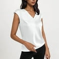 thumbnail image 2 of yillto Womens Satin Silky Tank V Neck Sleeveless Causal Dressy Blouse Ladies Work Office Layered Tops, 2 of 7