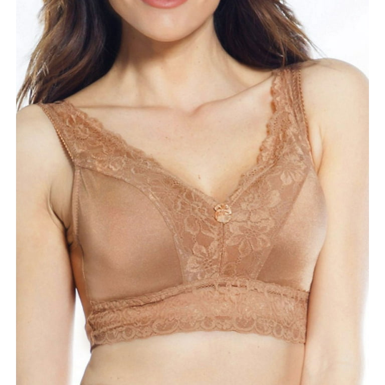 RHONDA SHEAR Nude Pin-Up Lace Wire-Free Leisure Bra, US 2X, NWOT 