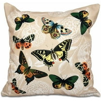 Simply Daisy 16" x 16" Antique Butterflies and Flowers Animal Print Pillow