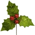 thumbnail image 3 of Northlight 19" Glittered Holly with Berry Christmas Stem Spray, 3 of 4