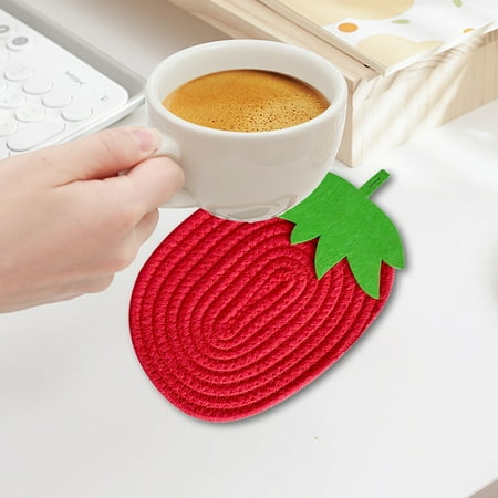 Weloille Insulated Non-Slip Pad Red Strawberry Kitchen Table Mat Heat Resistant Cute Fruit Series Cotton Rope Placemat for Cooking Baking Table Home Dining Table Countertop (8x7in) Weloille Insulated Non-Slip Pad Red Strawberry Kitchen Table Mat Heat Resistant Cute Fruit Series Cotton Rope Placemat for Cooking Baking Table Home Dining Table Countertop (8x7in)