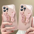 thumbnail image 4 of Designed for iPhone Case,Luxury Tempered Glass Butterfly Pattern Camera Lens Protection with Hand Wrist Shockproof Protective Cover Phone Case (Lavender,iPhone 13 Pro), 4 of 6