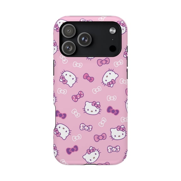 iPhone Hello Kawaii Kitty Pink Pastel Bowtie Cute MagSafe Tough Case - iPhone 17 Pro Max / Matte