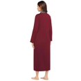 thumbnail image 5 of Ekouaer Women Zipper Robe Long Sleeve Loungewear Lightweight Housecoat Full Length Nightgown with Pockets, 5 of 6