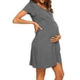 thumbnail image 4 of WISEFIN Women's Nursing Breastfeeding Solid Color Short Sleeve Casual Maternity Dresses, 4 of 5