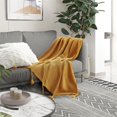 thumbnail image 2 of Tianna Yellow Acrylic 50x60 Inches Wool-like Tassels Knit Throw Blanket, 2 of 10