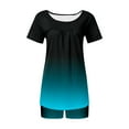 thumbnail image 6 of Lovskoo Lounge Sets for Women Casual Round-Neck Short Sleeve Two-Piece Comfortable Home Pajamas Sports Set Blue, 6 of 7