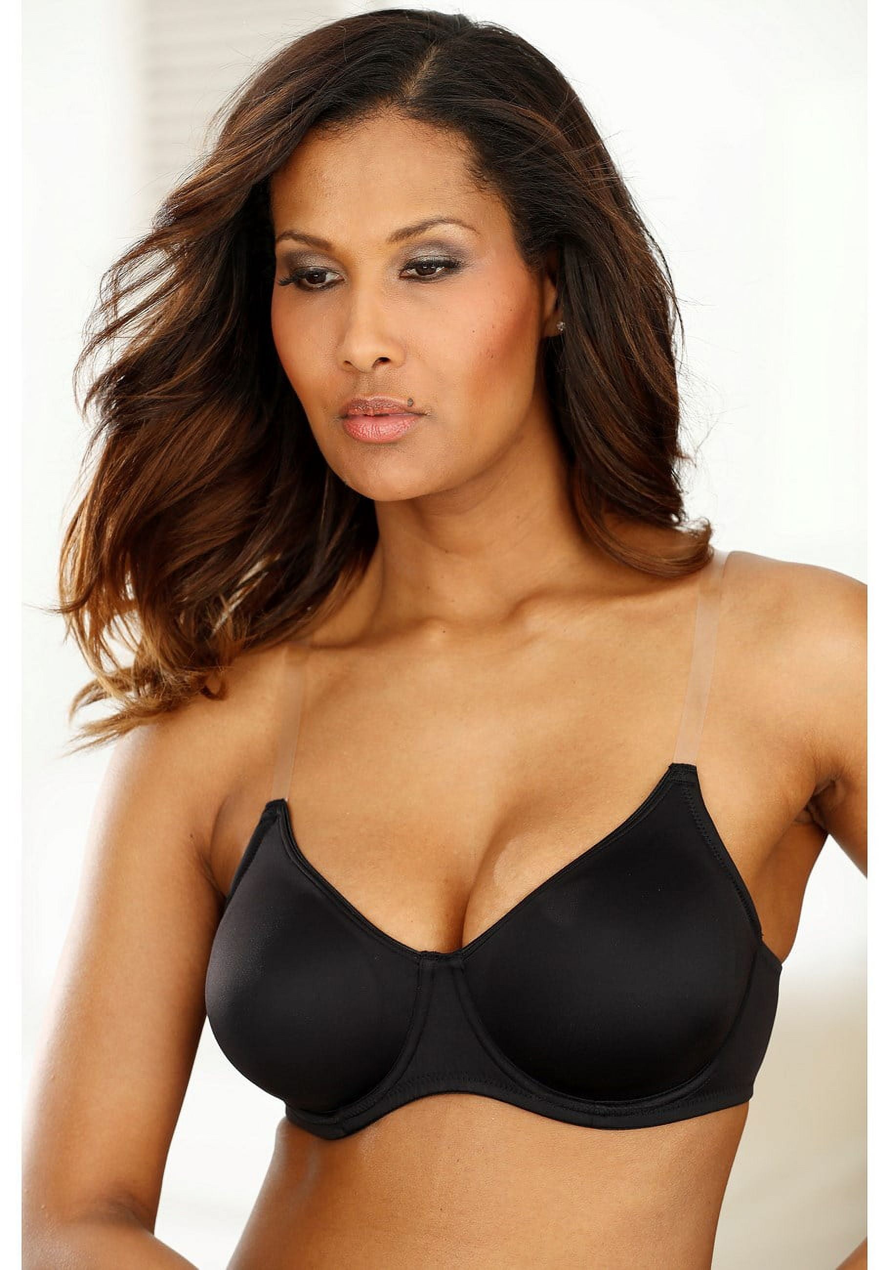 LASCANA Women's Clear Strap Underwire T-Shirt Bra