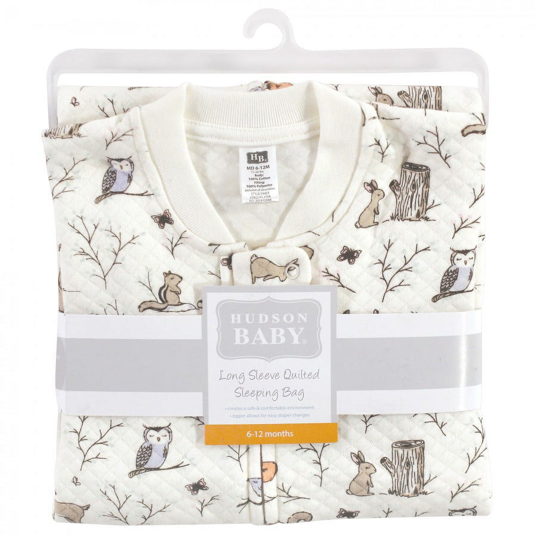 Hudson Baby Infant Girl Premium Quilted Long Sleeve Sleeping Bag and Wearable Blanket, Enchanted Forest, 6-12 Months