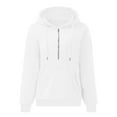 thumbnail image 4 of TKLPEHG Women's Half Zip Hoodies Long Sleeve Thin Fleece Sweatshirt Athletic Workout Hoodie Casual Fall Outfits with Pockets (White,L), 4 of 4